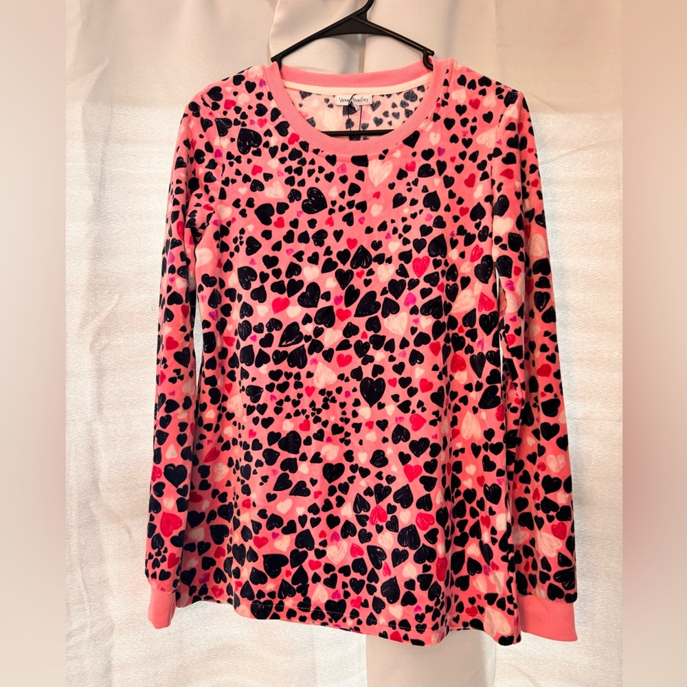Vera Bradley Pink and Black Heart Pajama Top